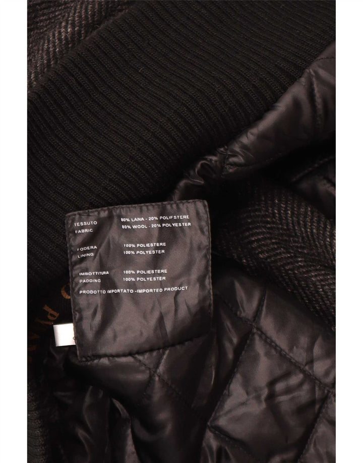 Pyramid Mens Bomber Jacket UK 40 Large Grey Herringbone Wool