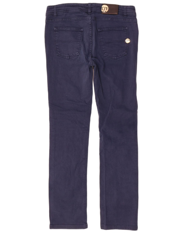 Trussardi Womens Slim Casual Trousers W30 L30 Navy Blue Cotton
