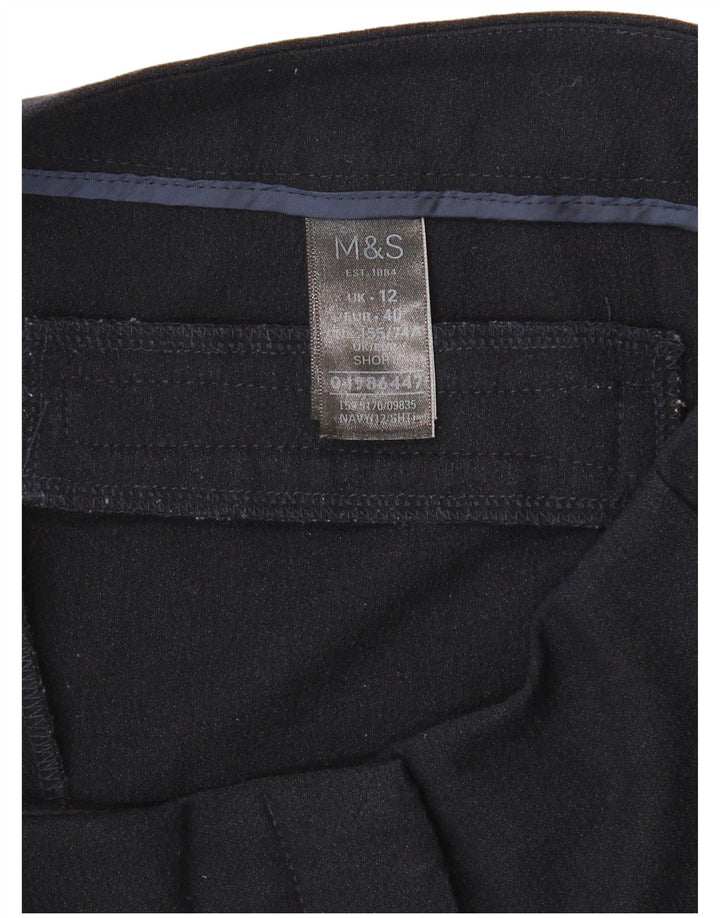Marks & Spencer Womens Cropped Trousers UK 12 Medium W30 L25 Navy Blue