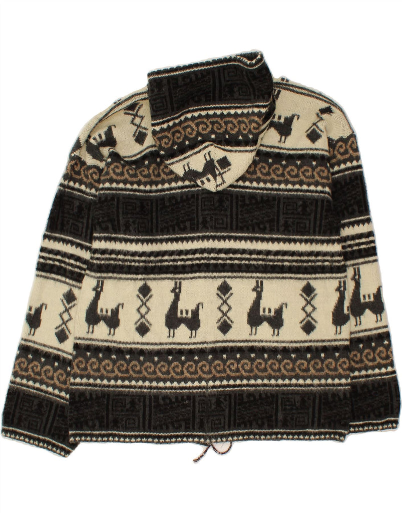 VINTAGE Mens Hooded Cardigan Sweater Large Grey Fair Isle Vintage Vintage and Second-Hand Vintage from Messina Hembry 