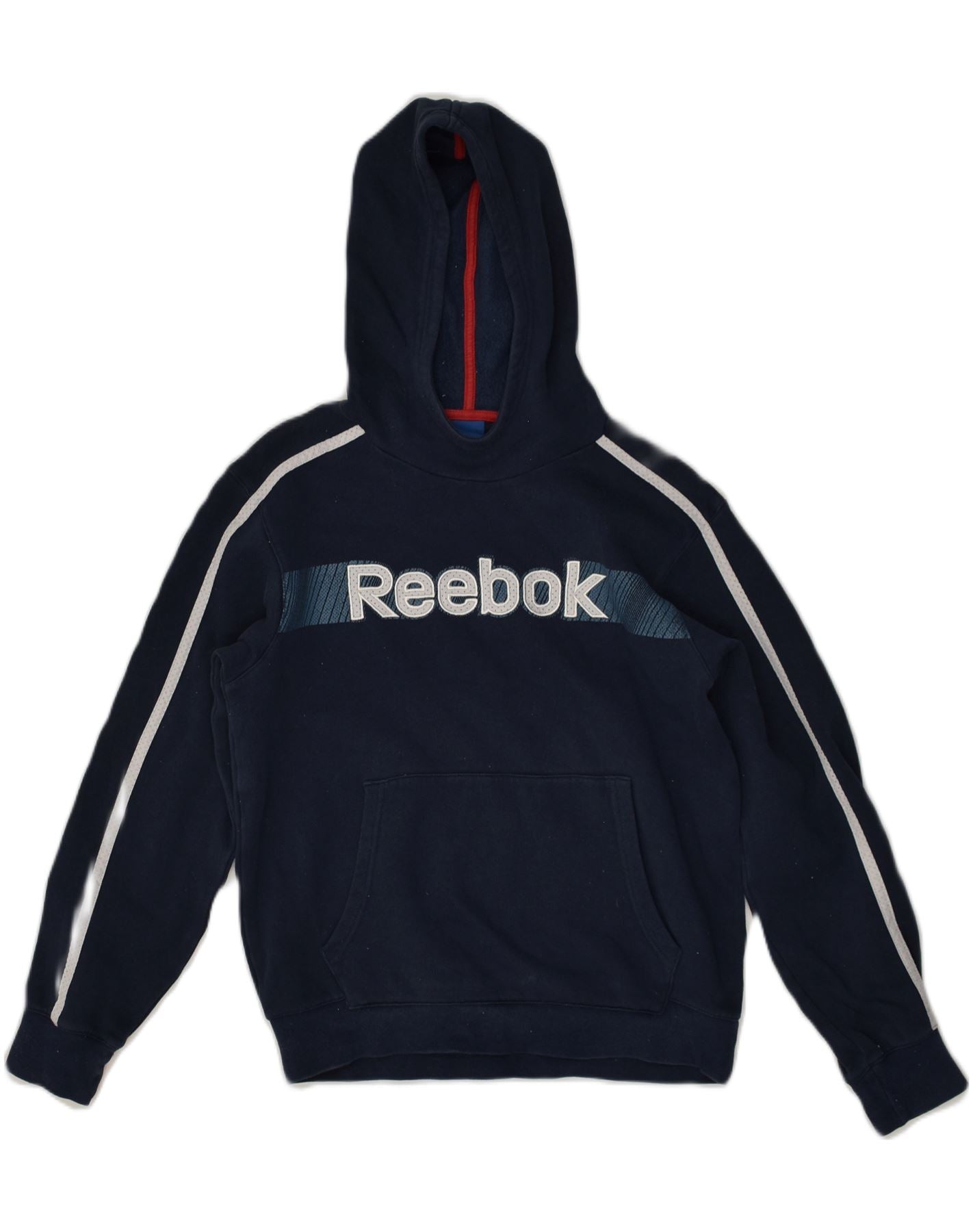 REEBOK Boys Graphic Hoodie Jumper 11 12 Years Black Cotton