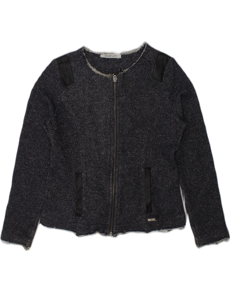 LIU JO Girls Cardigan Sweater 7-8 Years Navy Blue Flecked Cotton | Vintage Liu Jo | Thrift | Second-Hand Liu Jo | Used Clothing | Messina Hembry 