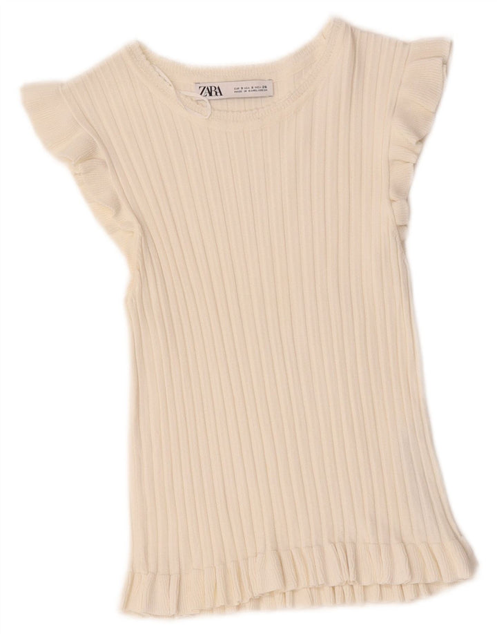 Zara Womens Crop Blouse Top UK 8 Small White Viscose