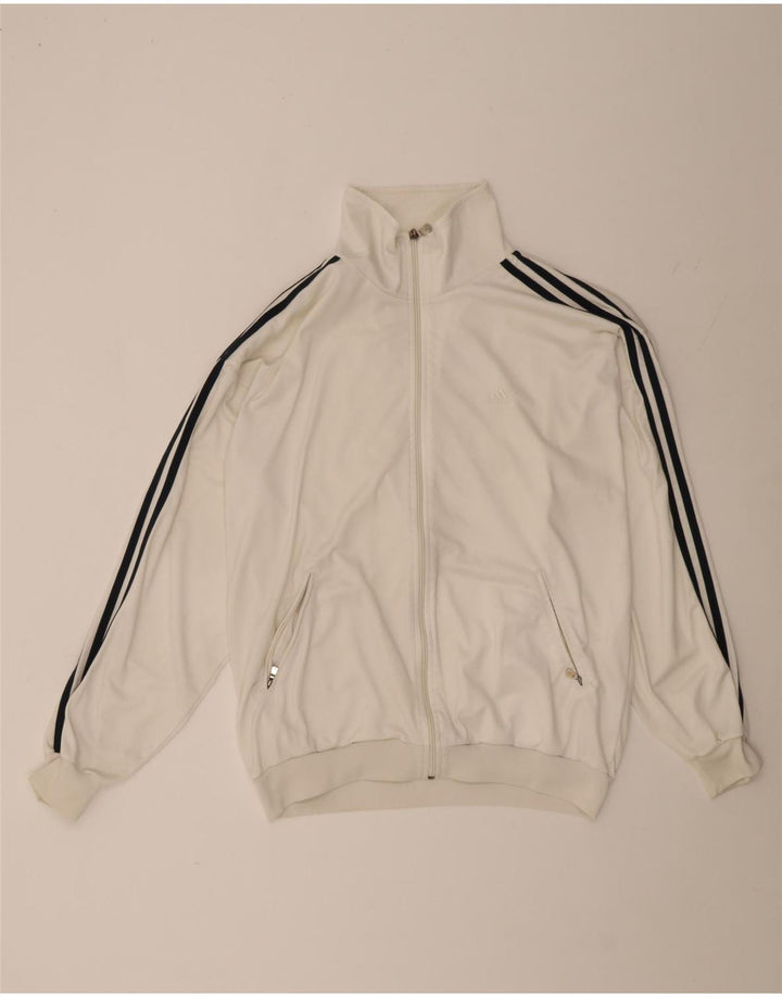 Adidas Mens Tracksuit Top Jacket UK 40/42 Medium White Polyester