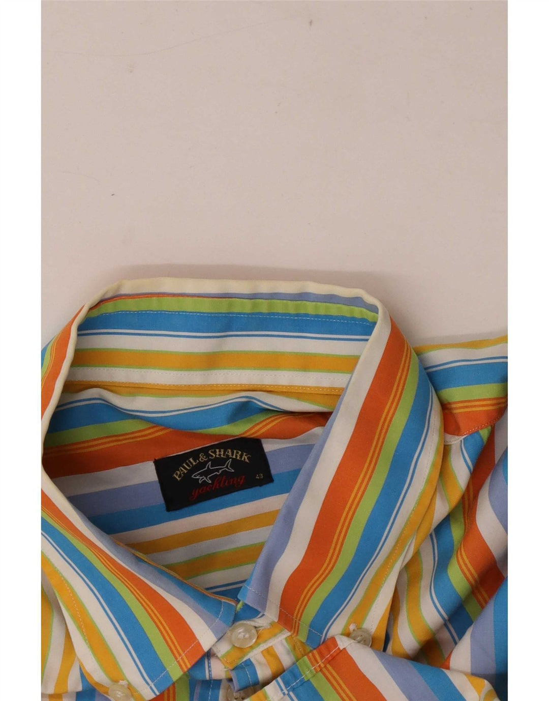 Paul & Shark Mens Short Sleeve Shirt Size 43 XL Multicoloured Striped