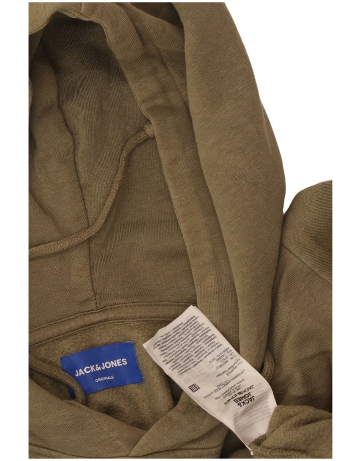 JACK & JONES Mens Hoodie Jumper Medium Khaki Cotton