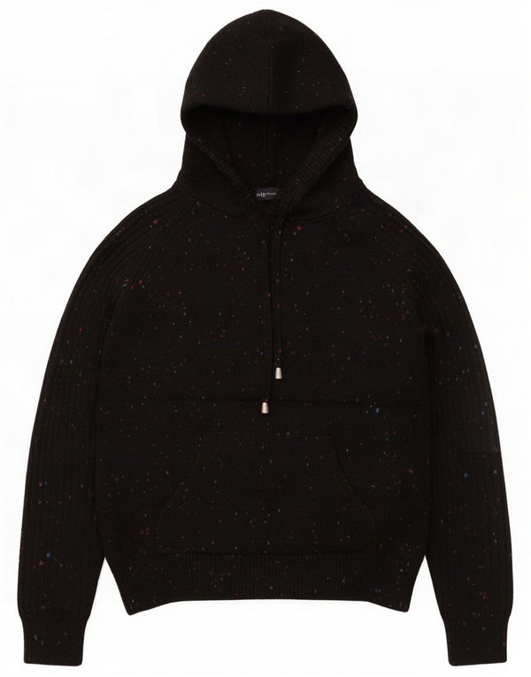 Marks & Spencer Womens Hooded Jumper Sweater UK 6 XS Black Flecked