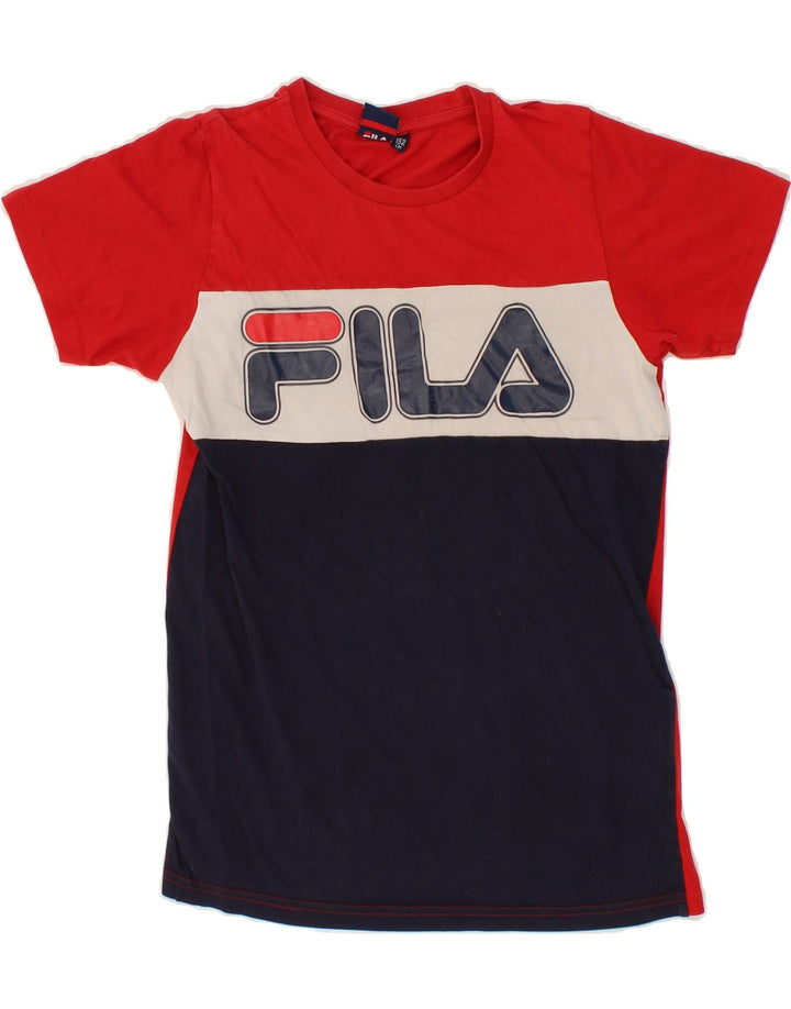 FILA Boys Graphic T-Shirt Top 11-12 Years Red Colourblock Vintage Fila and Second-Hand Fila from Messina Hembry 