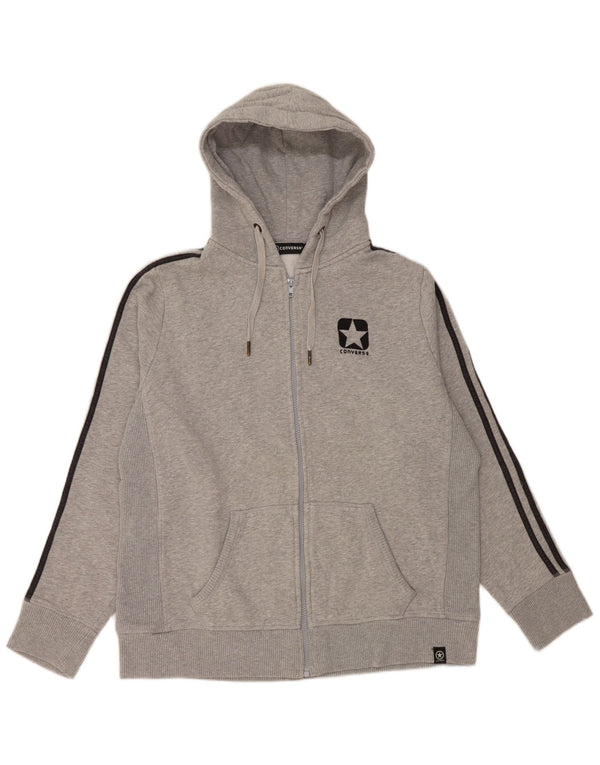Converse Womens Zip Hoodie Sweater UK 18 XL Grey Flecked Cotton