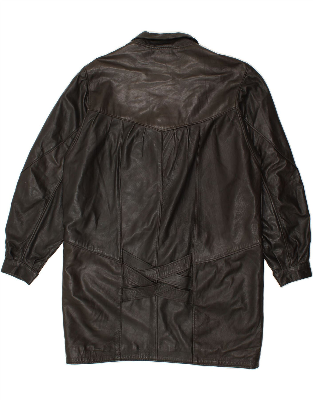 VINTAGE Womens Leather Coat UK 16 Large Black Vintage Vintage and Second-Hand Vintage from Messina Hembry 