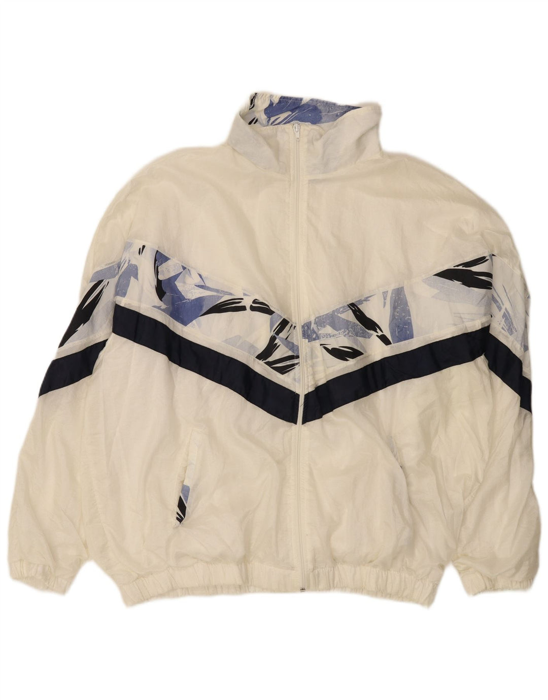 Vintage Mens Tracksuit Top Jacket IT 56 XL White Colourblock