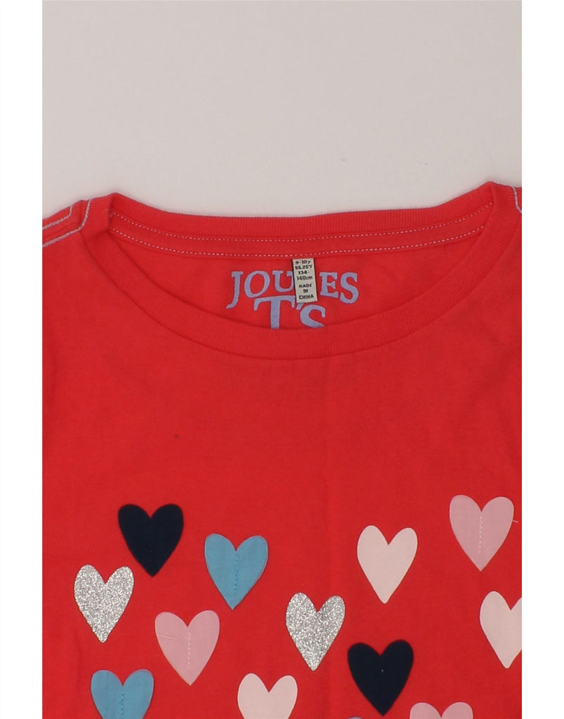 JOULES Girls Graphic Top Long Sleeve 9-10 Years Pink Spotted Cotton Heart | Vintage Joules | Thrift | Second-Hand Joules | Used Clothing | Messina Hembry 