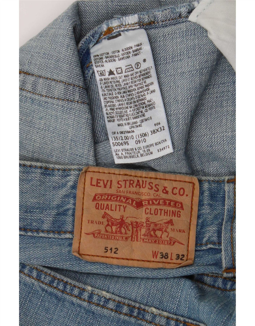 Levi's Mens 512 Slim Tapered Jeans W38 L32 Blue Cotton