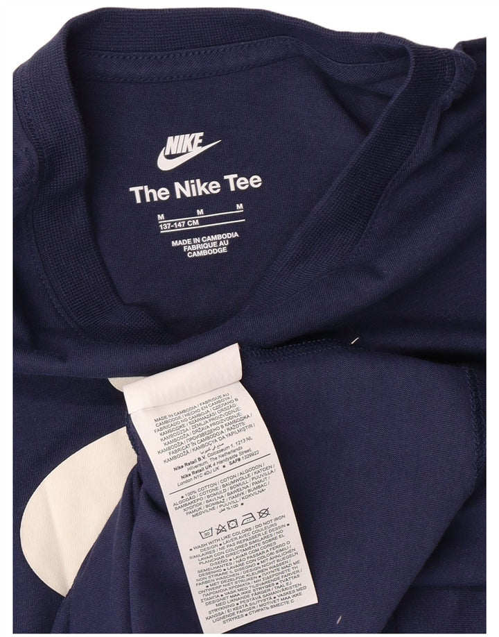 NIKE Boys Graphic T-Shirt Top 10-11 Years Medium Navy Blue Cotton