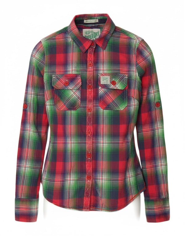 SUPERDRY Womens Flannel Shirt UK 6 XS Multicoloured Check Cotton