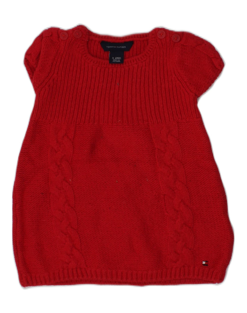 TOMMY HILFIGER Baby Girls Jumper Dress 3-6 Months Red Cotton | Vintage Tommy Hilfiger | Thrift | Second-Hand Tommy Hilfiger | Used Clothing | Messina Hembry 