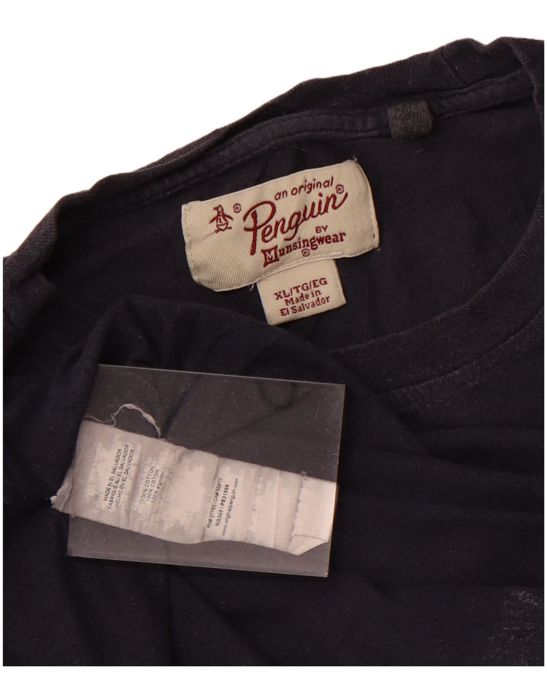 Penguin Mens Graphic T-Shirt Top XL Navy Blue Cotton