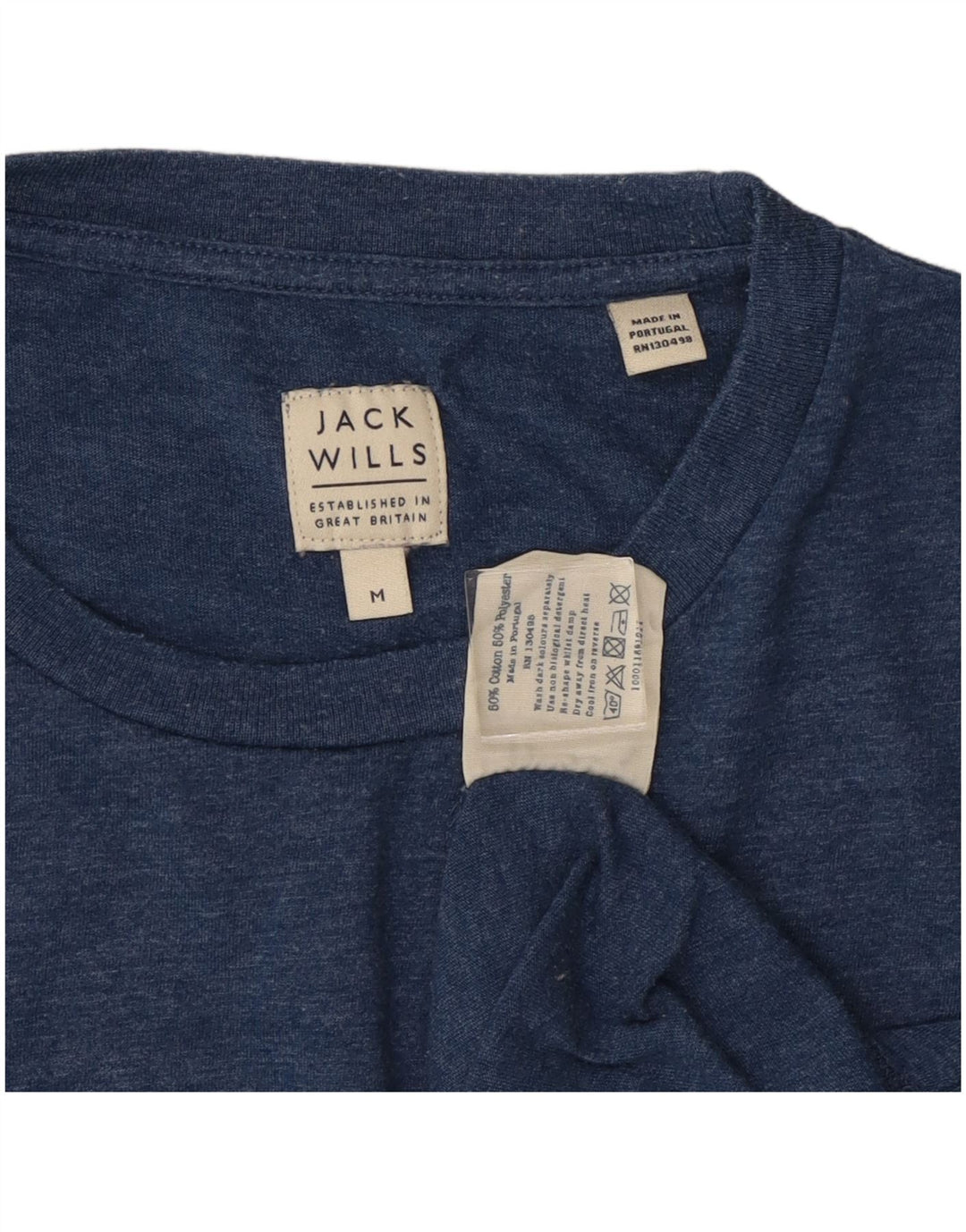 JACK WILLS Mens Graphic T-Shirt Top Medium Blue Flecked Cotton