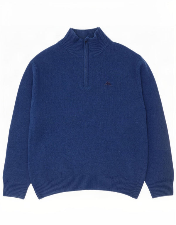 Kappa Mens Zip Neck Jumper Sweater Large Navy Blue Wool