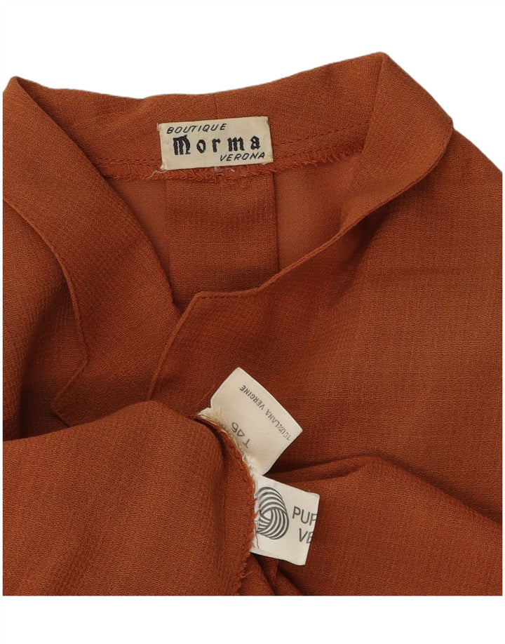 Vintage Womens Shirt Blouse IT 46 Large Brown Virgin Wool