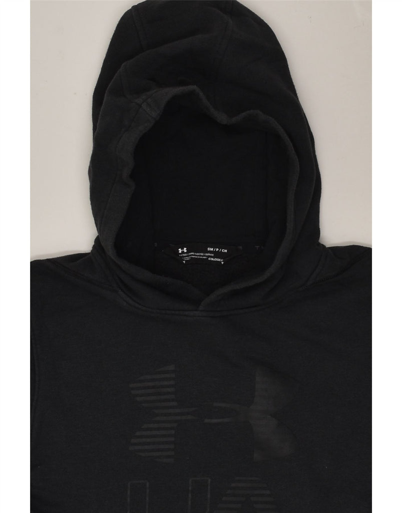 UNDER ARMOUR Mens Graphic Hoodie Jumper Small Black Cotton | Vintage Under Armour | Thrift | Second-Hand Under Armour | Used Clothing | Messina Hembry 