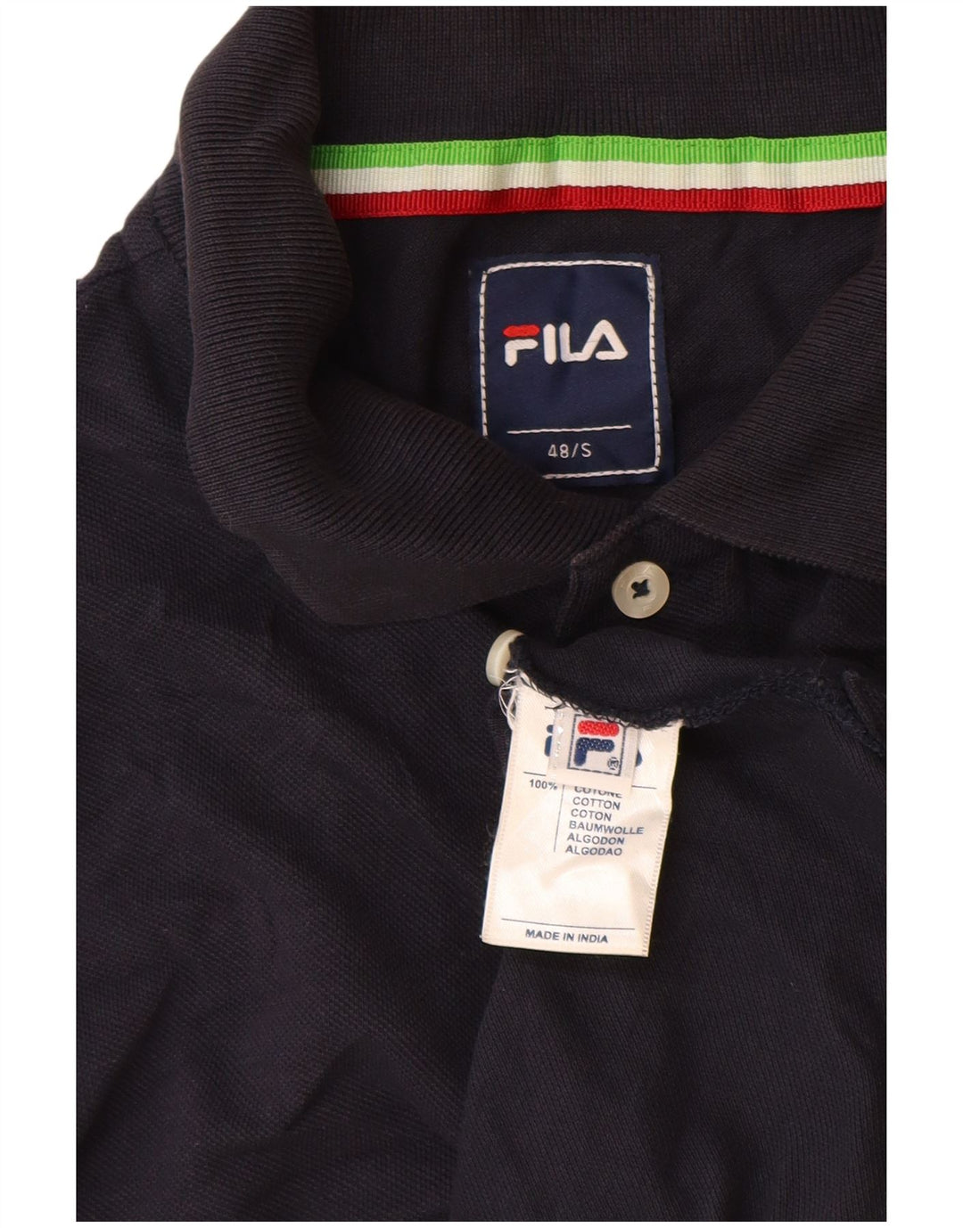 Fila Mens Polo Shirt IT 48 Small Navy Blue Cotton