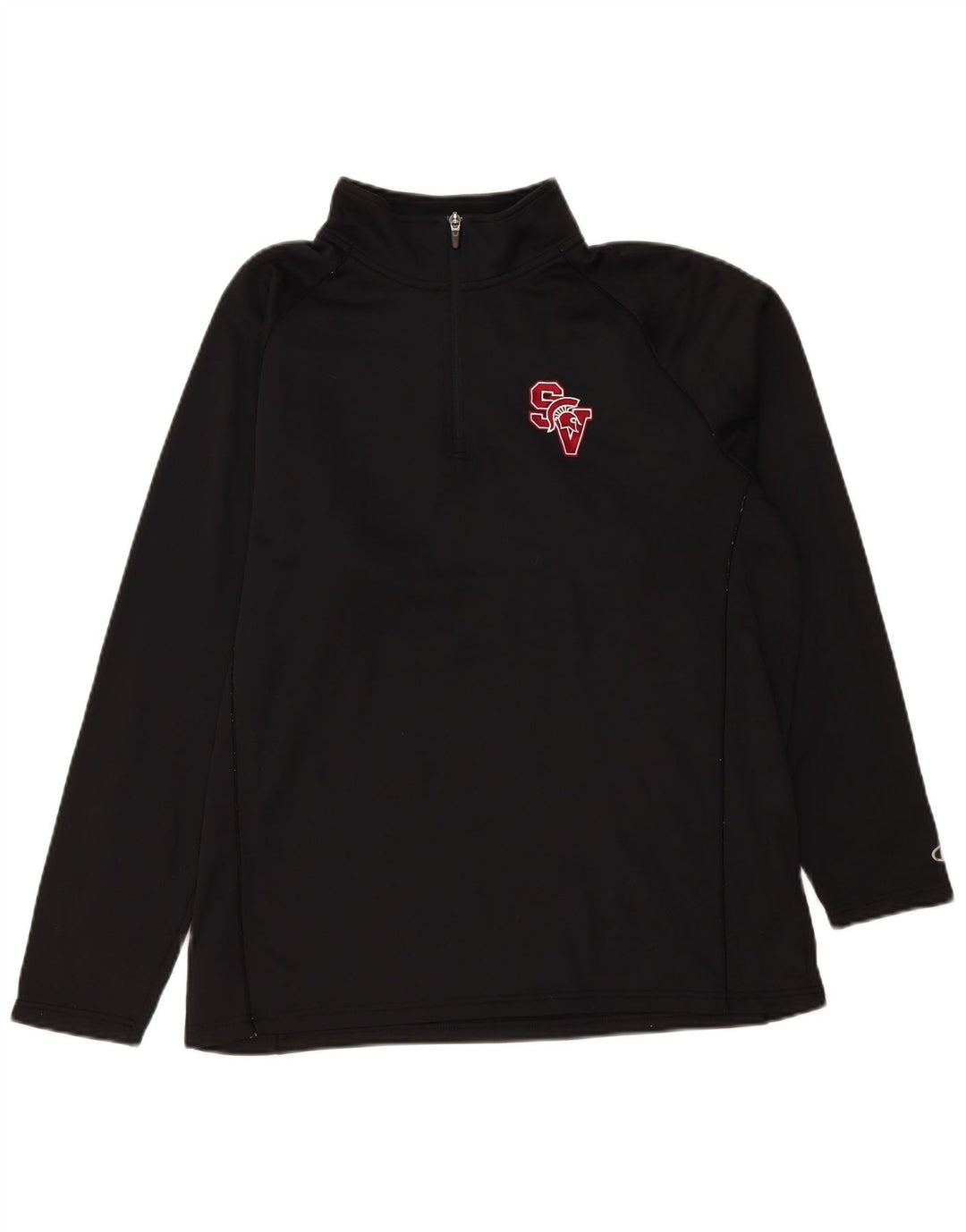 Champion Mens Zip Neck Pullover Tracksuit Top Large Black Polyester