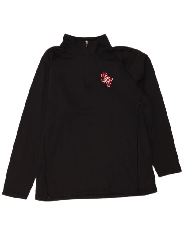 Champion Mens Zip Neck Pullover Tracksuit Top Large Black Polyester