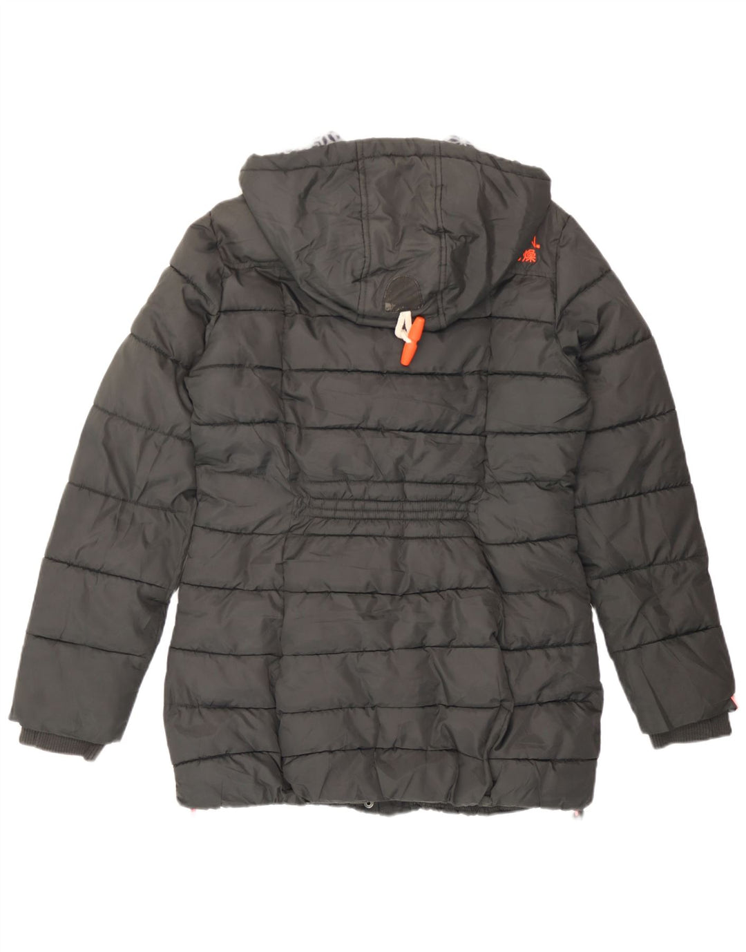 Superdry Womens Hooded Padded Jacket UK 14 Medium Grey Polyester