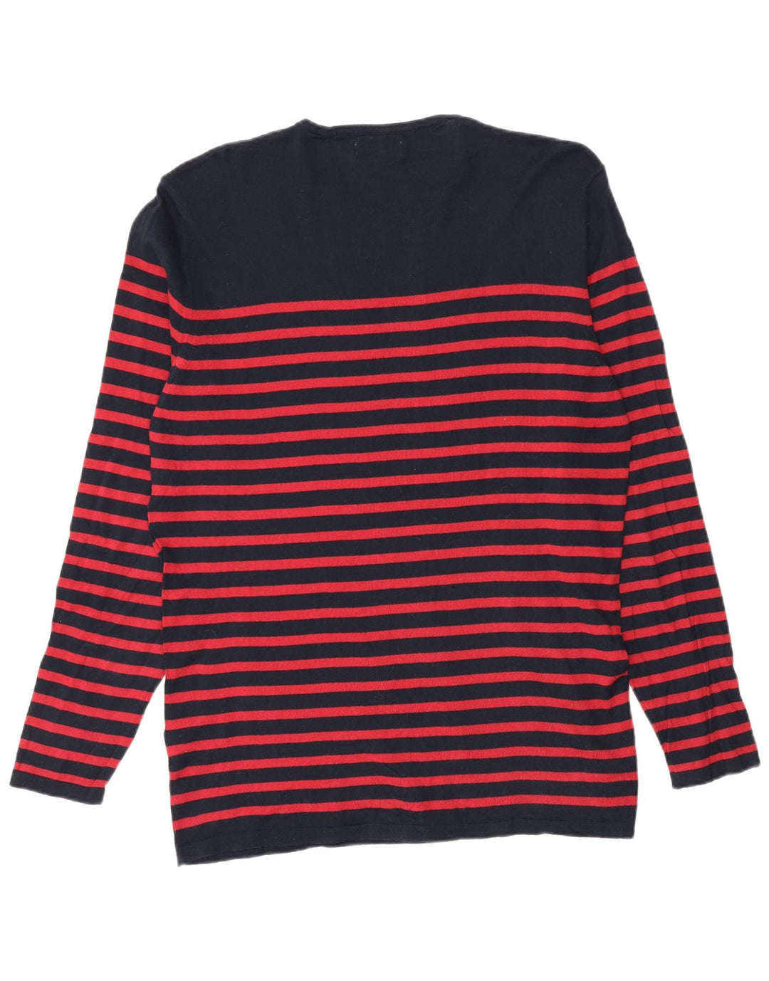 Zara Mens Crew Neck Jumper Sweater XL Navy Blue Striped