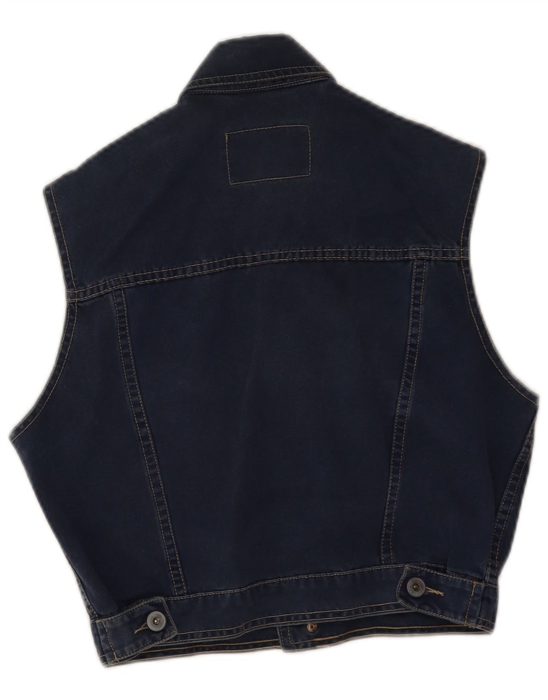 Teddy Smith Womens Crop Denim Gilet UK 14 Large Navy Blue
