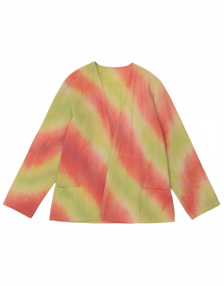 VINTAGE Womens Cardigan Top UK 14 Large Multicoloured Tie Dye