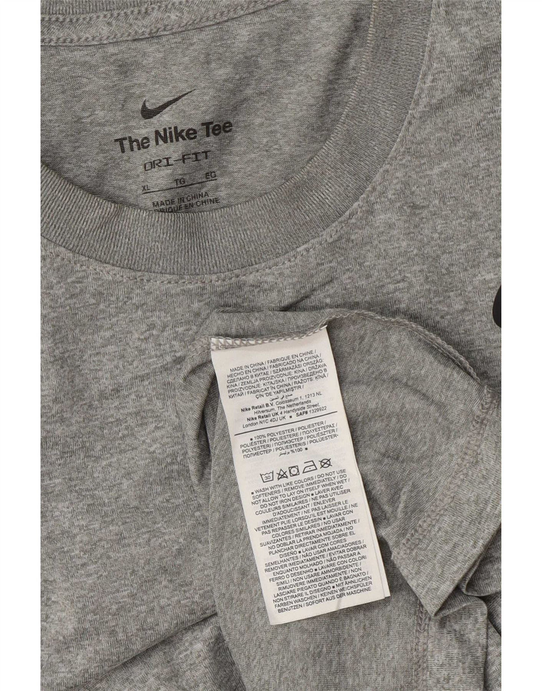 Nike Mens Dri Fit Top Long Sleeve XL Grey Flecked Polyester