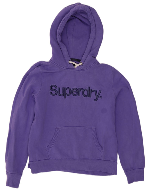Superdry Womens Graphic Hoodie Jumper UK 12 Medium Purple Cotton
