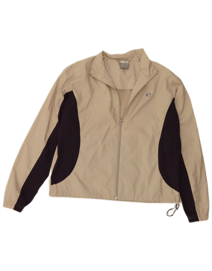 Nike Womens Tracksuit Top Jacket UK 10/12 Medium Beige Colourblock