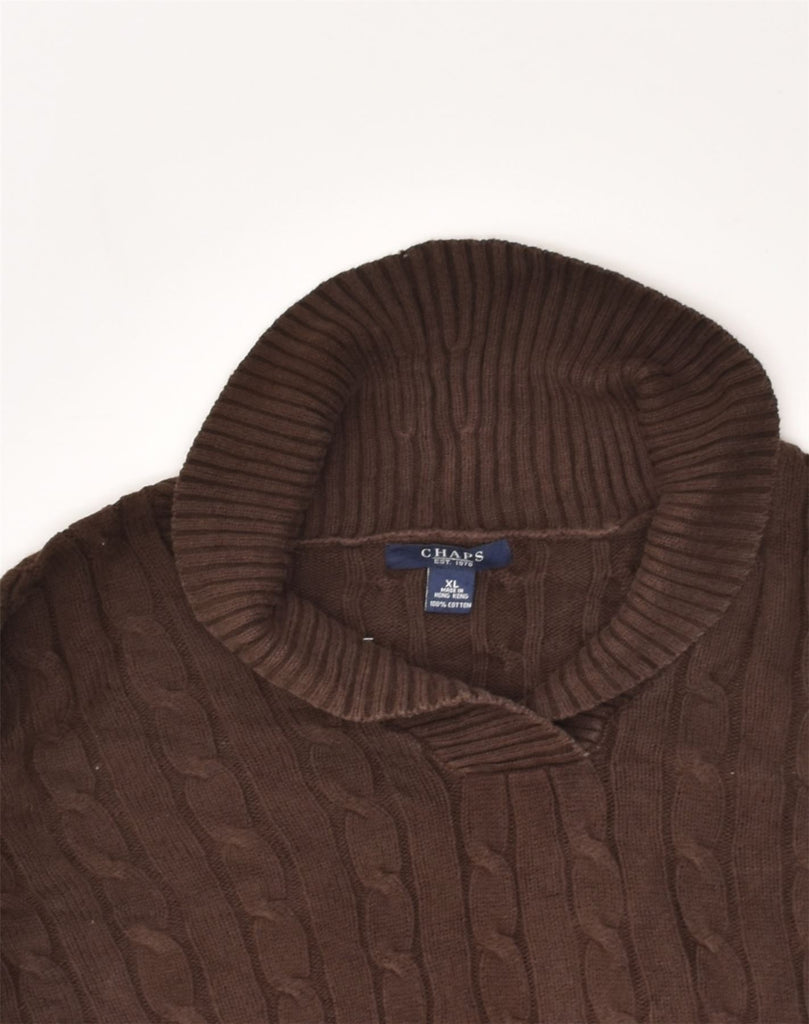 CHAPS Womens Shawl Neck Jumper Sweater UK 18 XL Brown Cotton | Vintage Chaps | Thrift | Second-Hand Chaps | Used Clothing | Messina Hembry 