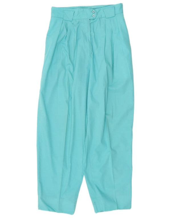 Vintage Womens High Waist Suit Trousers EU 40 Medium W30 L28 Turquoise