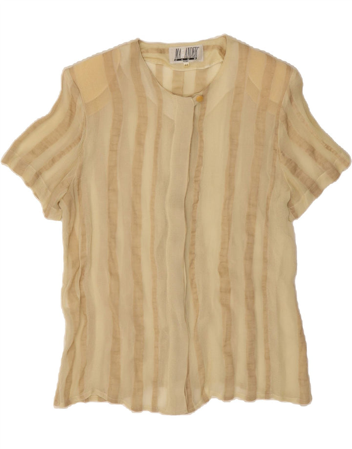 VINTAGE Womens Short Sleeve Shirt Blouse IT 44 Medium Beige Striped Vintage Vintage and Second-Hand Vintage from Messina Hembry 