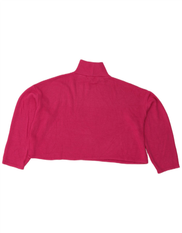 Zara Womens Crop Oversized Top Long Sleeve UK 12 Medium Pink Polyester