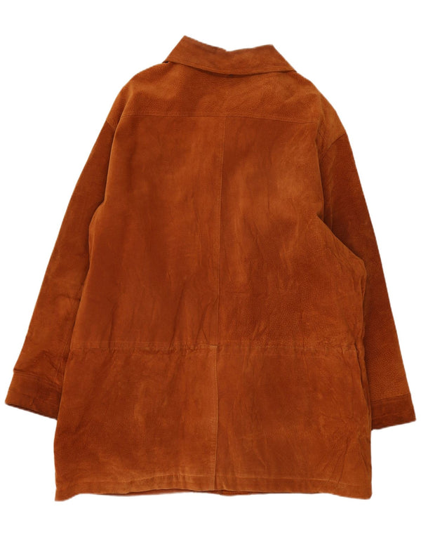 Vintage Mens Suede Overcoat UK 44 2XL Brown