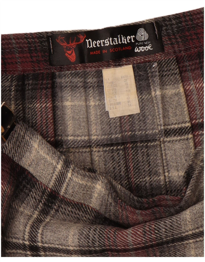 Deerstalker Womens Pleated Wrap Skirt W28 Medium Red Plaid Wool