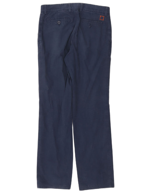 Hugo Boss Mens Straight Chino Trousers IT 46 Small W30 L31 Navy Blue Cotton