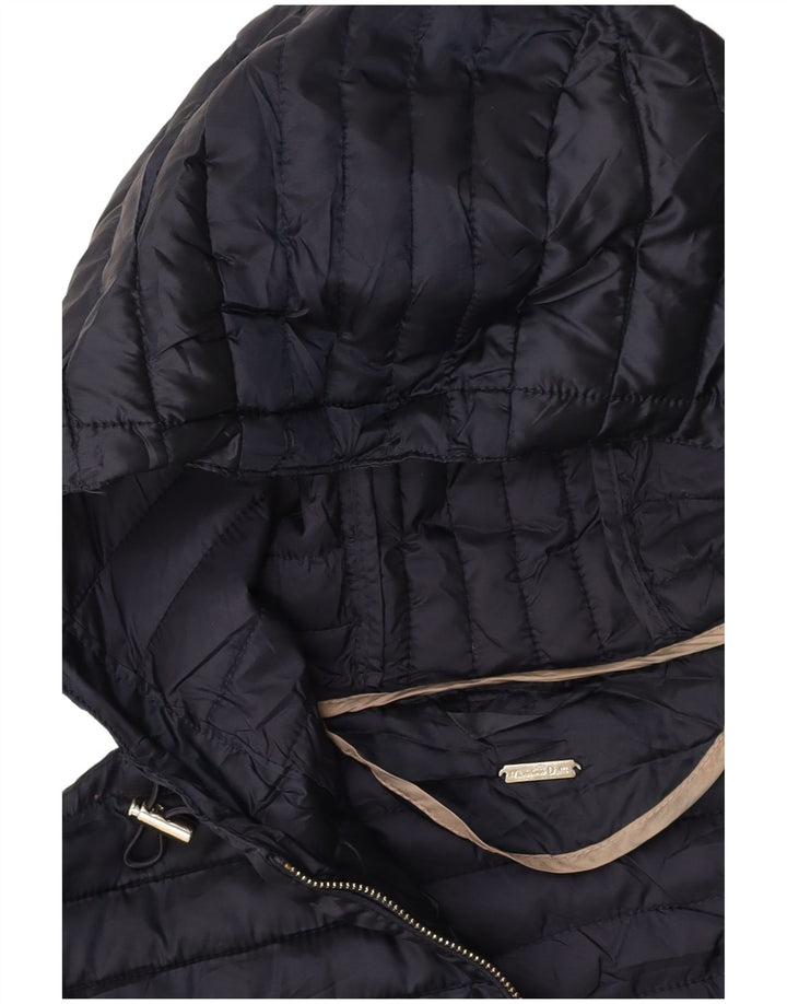 MASSIMO DUTTI Womens Hooded Padded Jacket UK 10 Small Navy Blue
