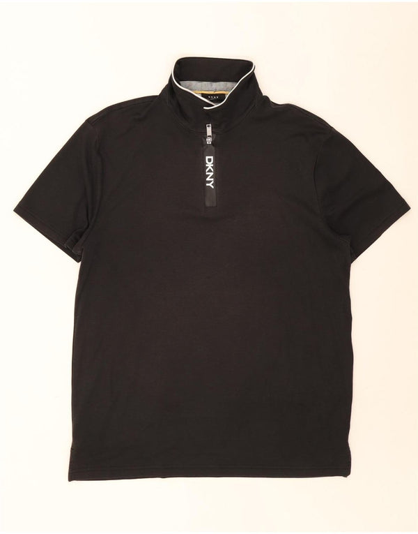 Dkny Mens Polo Shirt XL Black Cotton