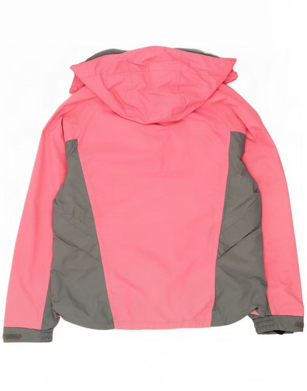 Vintage Womens Hooded Ski Jacket UK 12 Medium Pink Colourblock Polyamide
