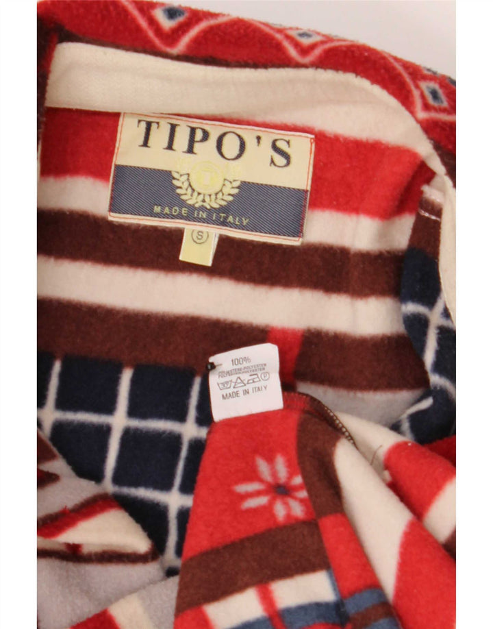 Tipo' S Mens Fleece Loose Fit Shirt Small Red Patchwork Polyester