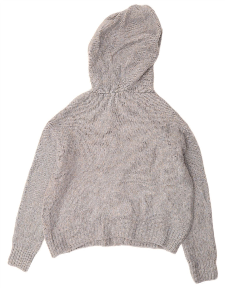 ZARA Womens Oversized Hooded Jumper Sweater UK 10 Small Blue Flecked