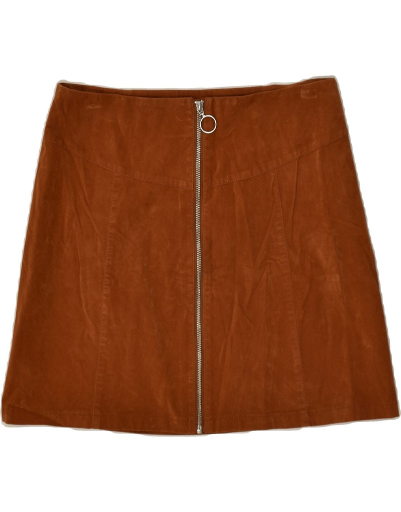 PIMKIE Womens Suede Skirt EU 42 Large W32  Brown Leather Vintage Pimkie and Second-Hand Pimkie from Messina Hembry 