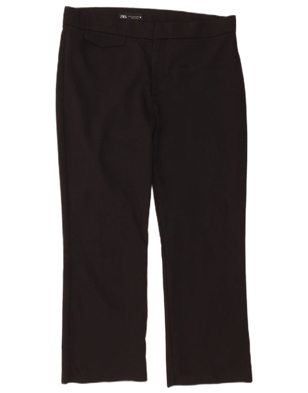 Zara Womens Straight Casual Trousers XL W32 L25 Black Cotton