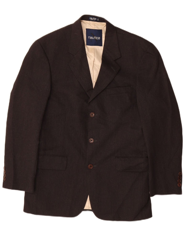NAUTICA Mens 3 Button Blazer Jacket UK 38 Medium Grey Wool